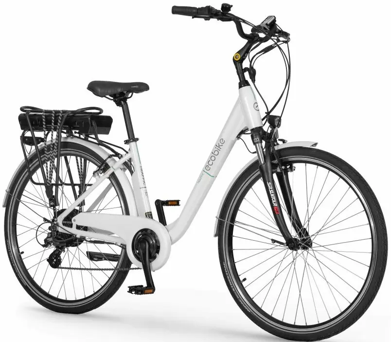 Ladies Electric Bike City Step Through suspension 28 Inch White 522Wh