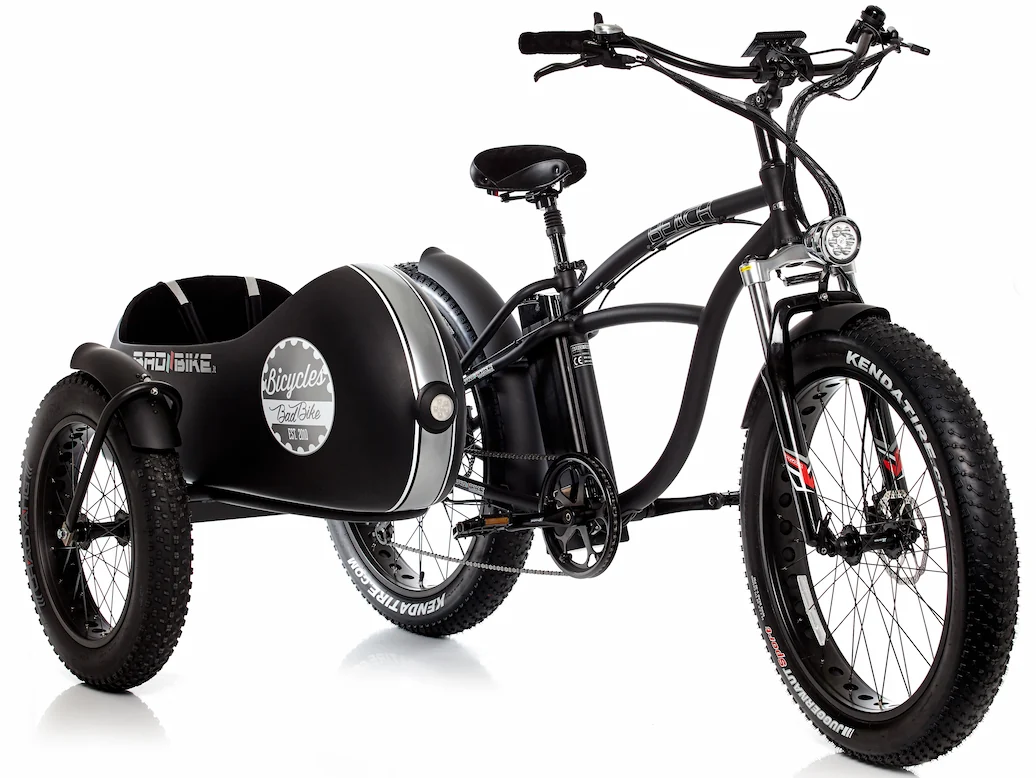 Zijspan Fiets Elektrische Fatbike Beach Cruiser Bad Bike 250W Zwart