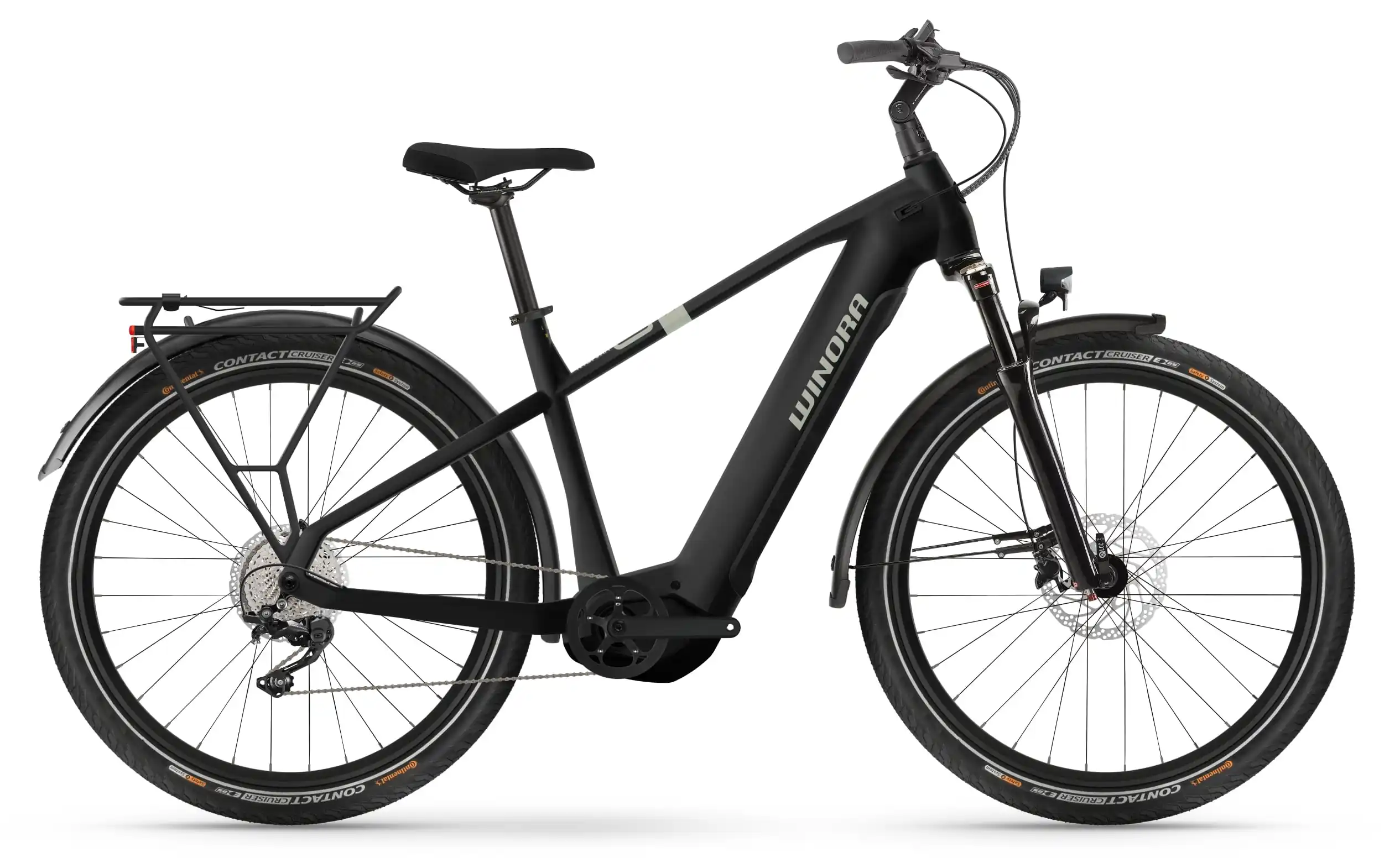 Winora Yucatan X10 2023 E Bike Trekking Herren 750Wh Schwarz 40cm