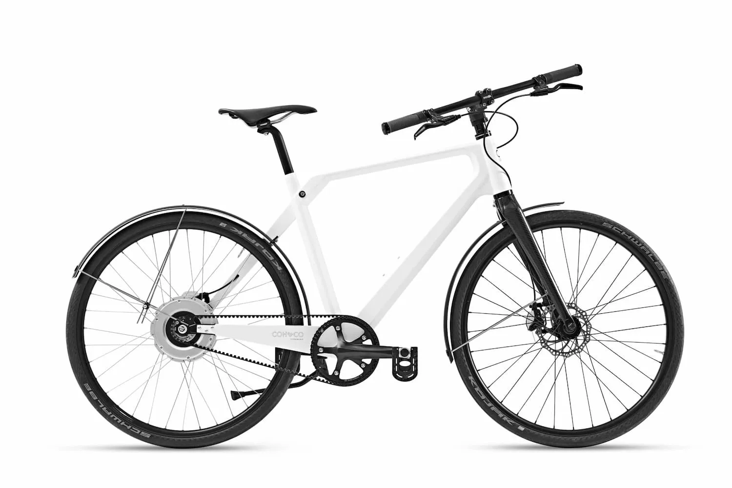 Leichtes E Bike Urban Design Coh&Co 54cm M mit Riemenantrieb Schwarz