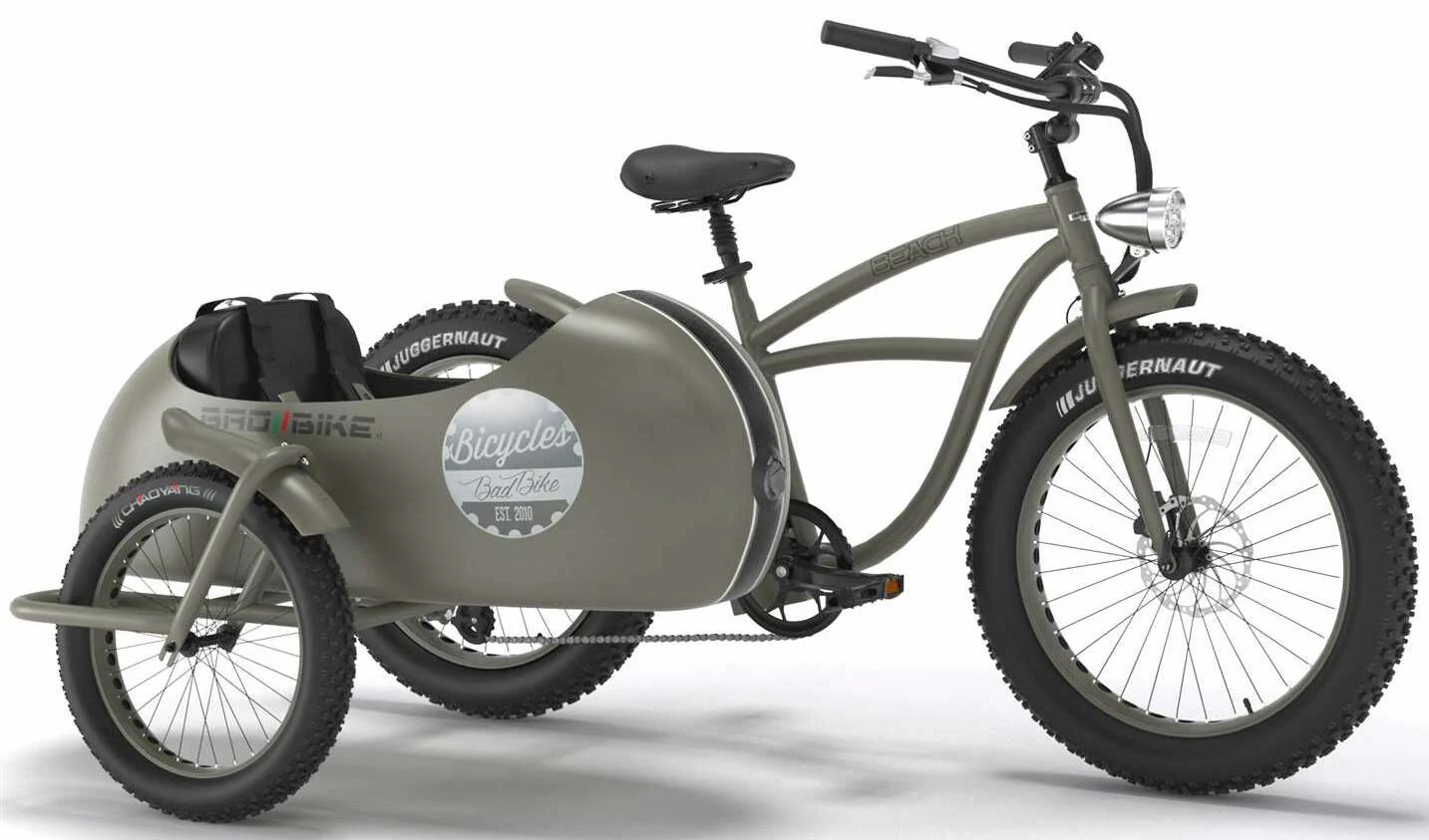 Fat Bike Électrique Vélo Side Car Beach Cruiser Speed Bike 45km/h Vert