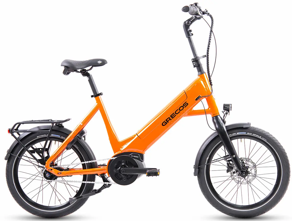 Mini E Bike Kompaktrad Bosch Mittelmotor 20 Zoll Grecos Eli 7.0 Orange