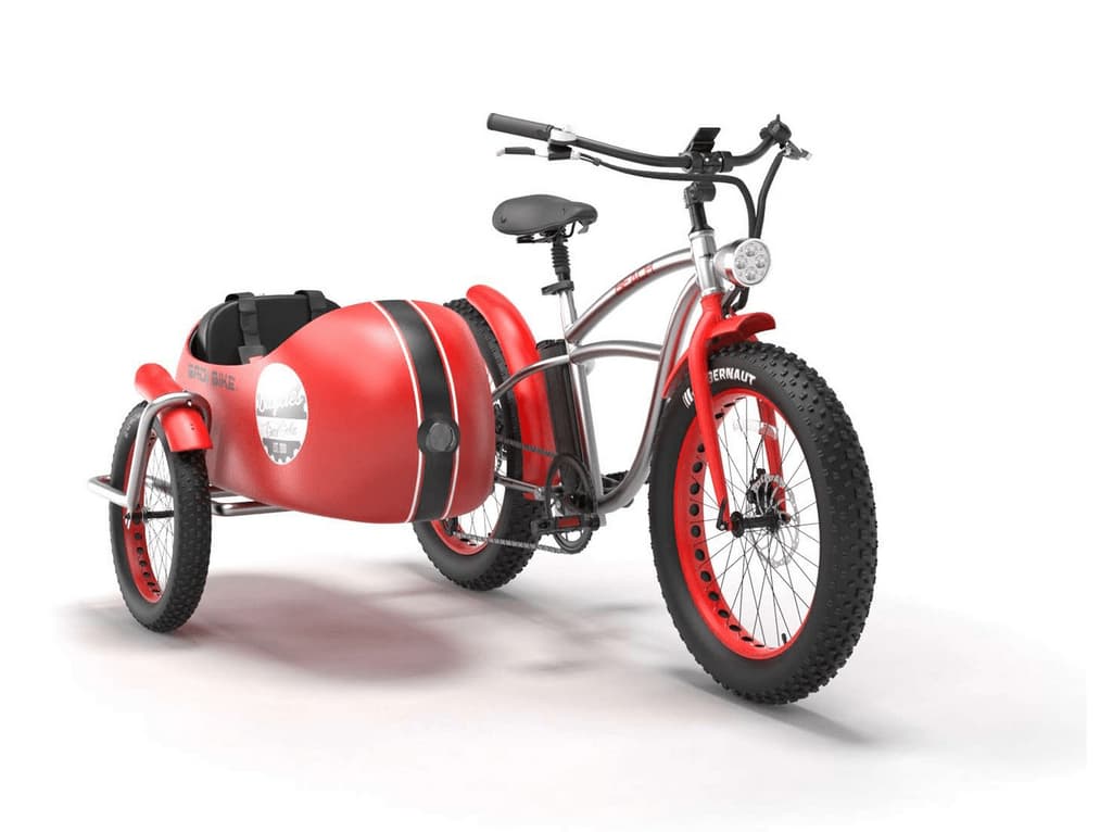 E Fatbike Beachcruiser Fahrrad Beiwagen Retro Bad Bike 250W Rot