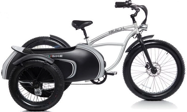 E Fatbike Beach Cruiser Fahrrad mit Beiwagen Retro Bad Bike 250W Alu